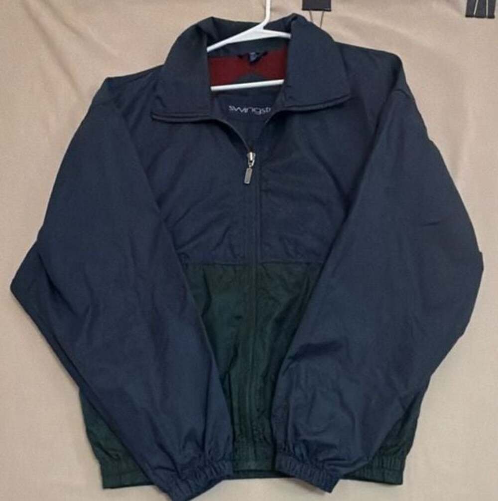Vintage Swingster Nylon Windbreaker Jacket Medium Navy Blue Green Red